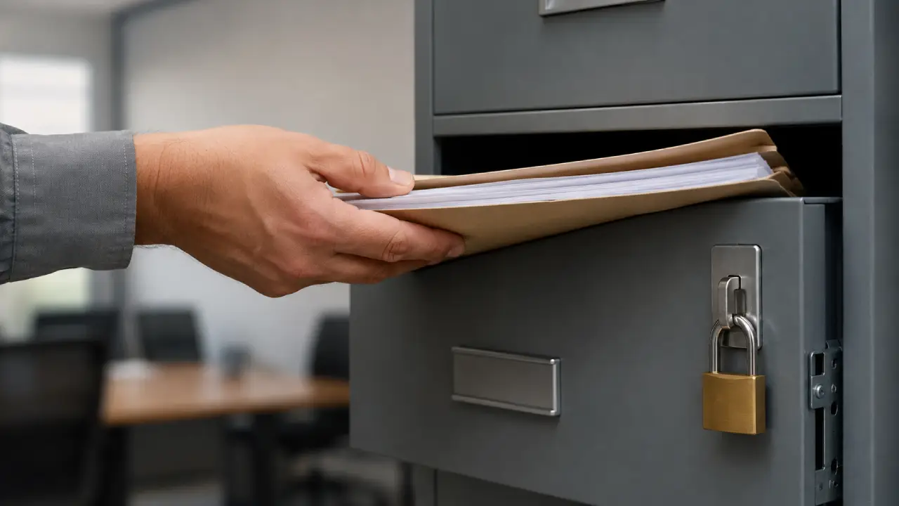 Documentos físicos de sócios sendo organizados ao lado do sistema digital do clube