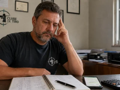 Gestor de clube de tiro cobrando mensalidade manualmente pelo WhatsApp