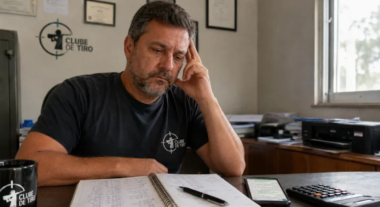 Gestor de clube de tiro cobrando mensalidade manualmente pelo WhatsApp